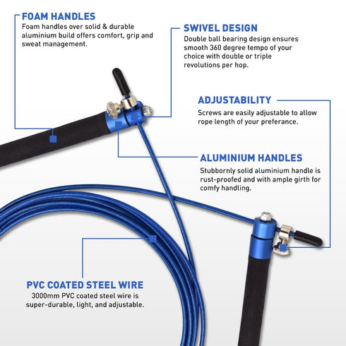 RDX C3 ADJUSTABLE SKIPPING ROPE/Blu-4